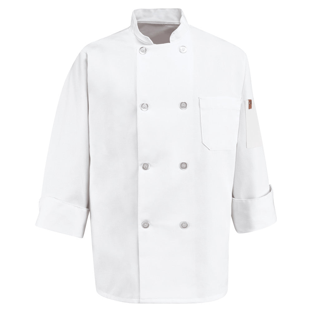 Bata para chef con ocho botones de perla Red Kap 0413